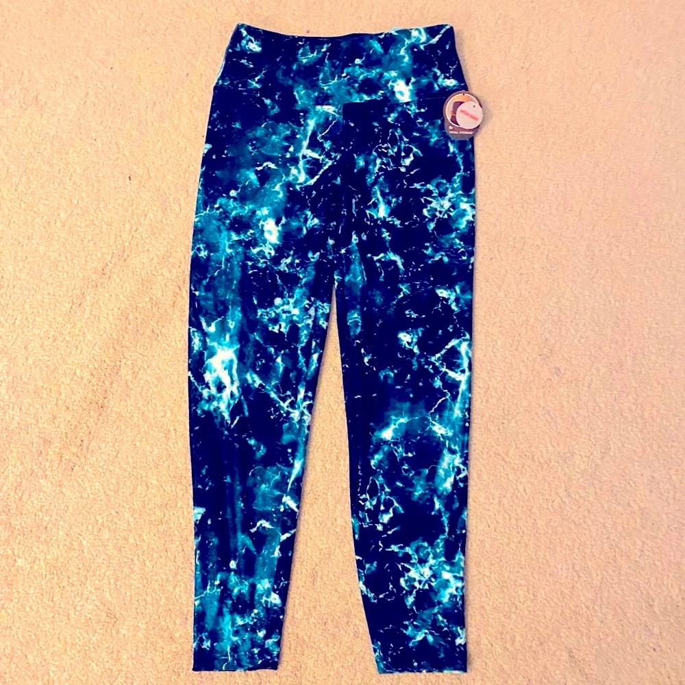 Black and Blue Sea Marble Leggings